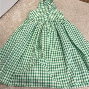 Kelly's Kids green & white gingham crisscross back
